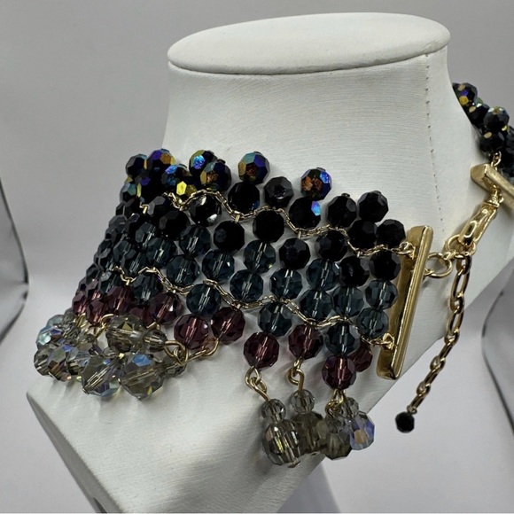 Authentic Signed Vintage Swarovski Multicolor Beaded Statement Necklace - Picture 3 of 11